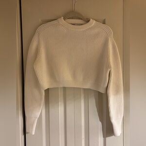 Zara Cream Cropped Knit Sweater
